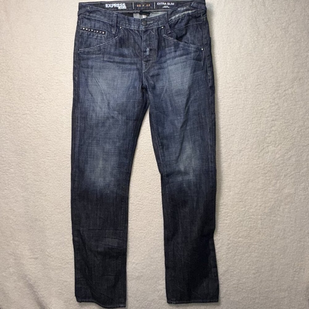 Express Jeans Extra Slim Low Rise Staright Leg Size 32x32 Button Fly Designer
